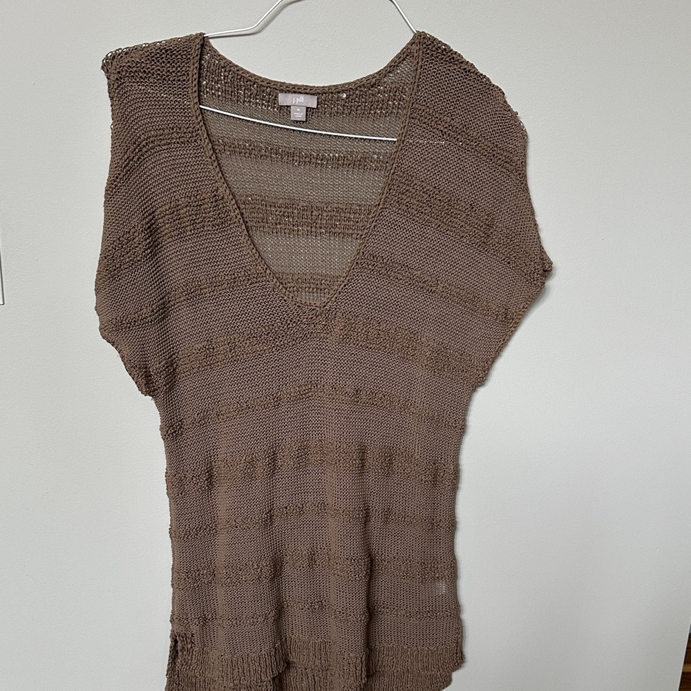 J Jill Brown Knit V-Neck Top